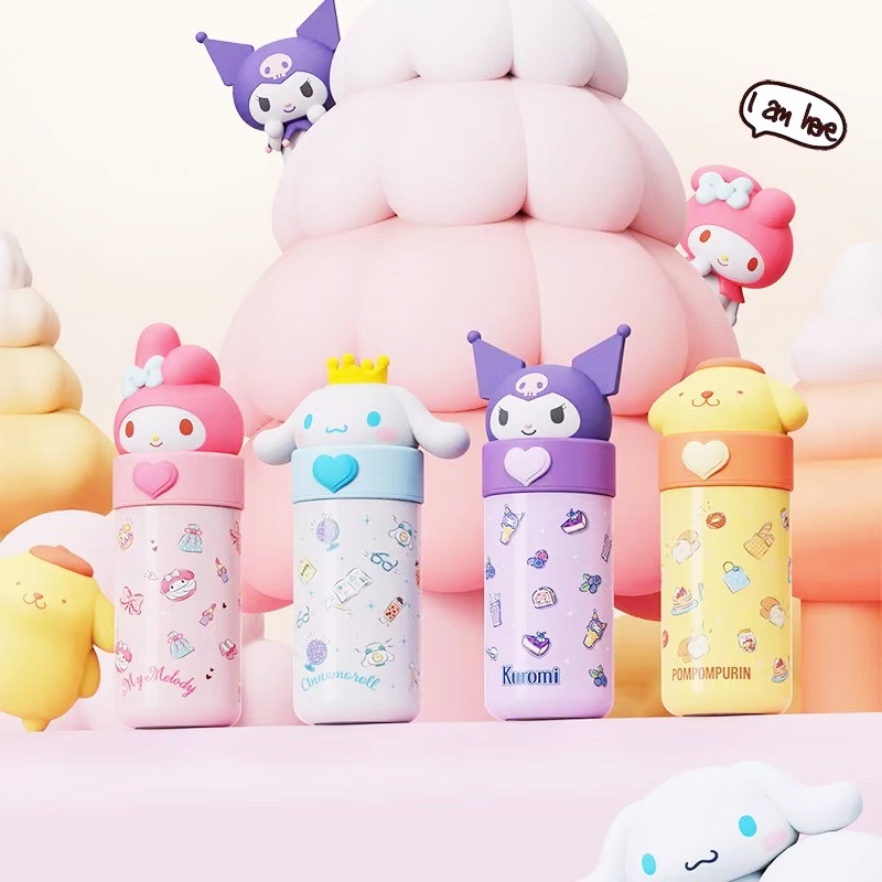 SANRIO Bình Nước Giữ Nhiệt Bằng Thép Không Gỉ 316 Họa Tiết Hoạt Hình Dễ Thương Cho Học Sinh