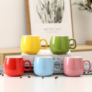 Cốc sứ cà phê, trà ly starbuck nhiều màu có nắp đậy kèm thìa sứ