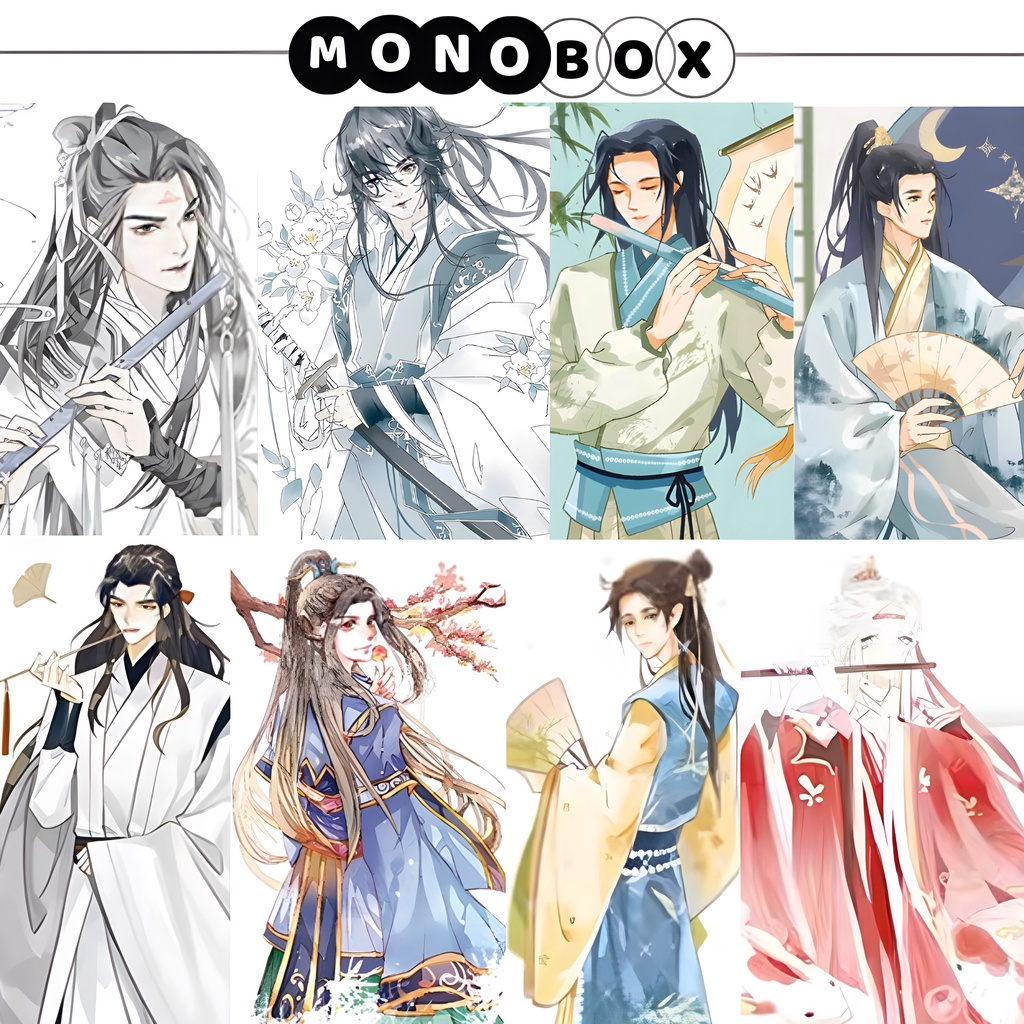 Washi tape cổ trang nhân vật nam anime chiết làm tranh trang trí sổ thiệp handmade MONO BOX