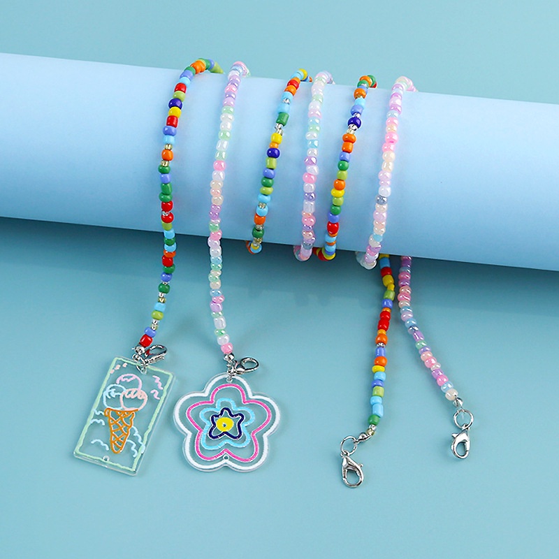 Dây đeo khẩu trang chuỗi hạt hình họa tiết lớn đẹp - Chống rơi chống thất lạc tốt - Phong Cách hàn Quốc