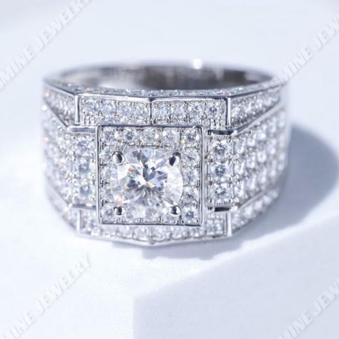 Nhẫn nam kim cương nhân tạo moissanite chủ 7.2 ly - Mẫu 20