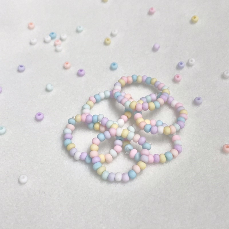 Handmade - Nhẫn hạt cườm màu pastel