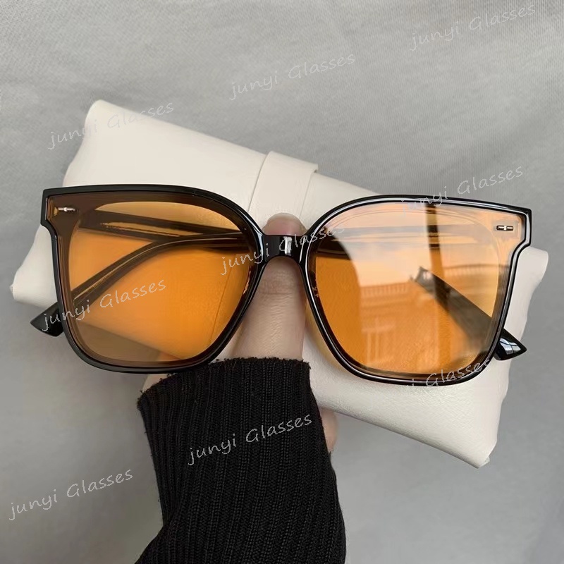 Kính Chống Nắng Chống Tia UV Gọng Vuông Lớn Màu Vàng Cổ Điển Phong Cách Hàn Quốc Thời Trang Cho Nam Và Nữ