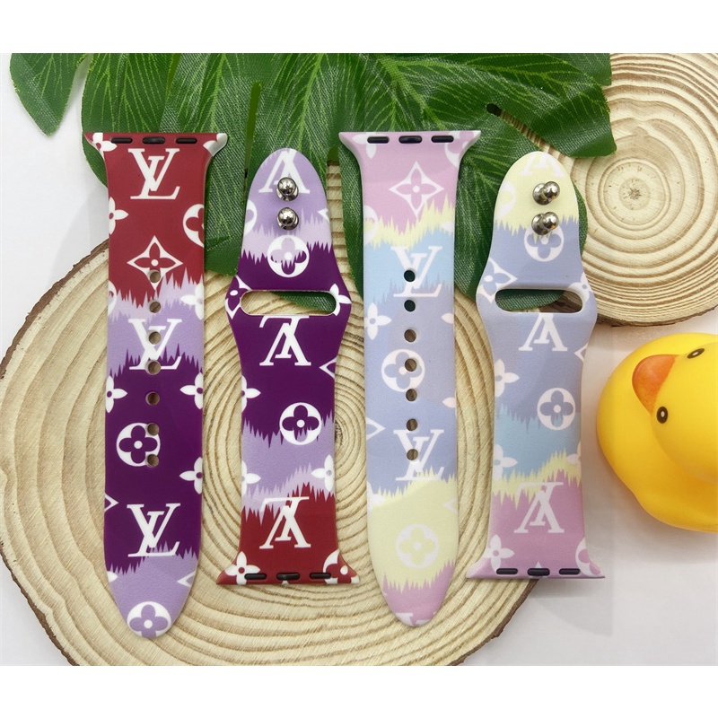 Dây Đeo Bằng Silicone LV Cho Đồng Hồ Thông Minh iWatch7 / 6 / 5 / 4 / 3 / 2 / 1 / SE Generation 38 / 40 / 41 / 42 / 44 / 45