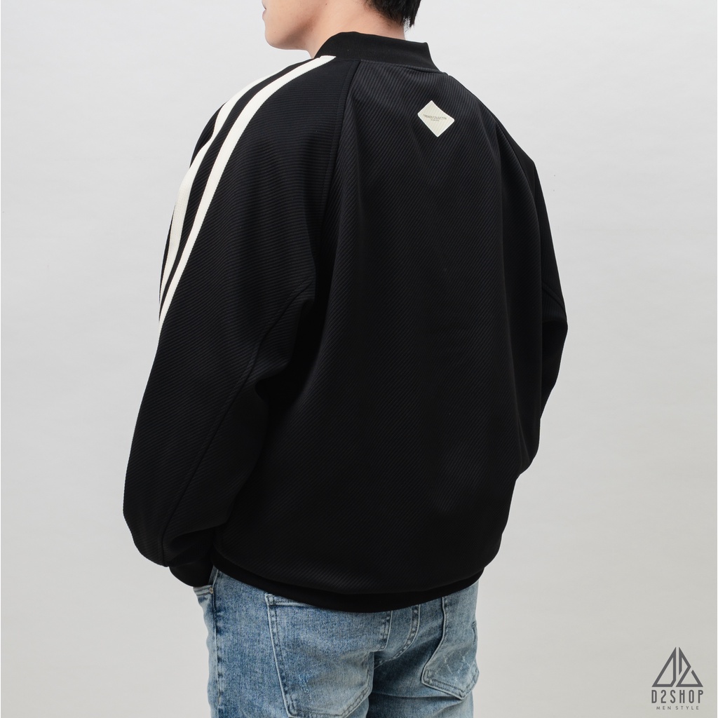 Áo khoác nam D2shop, áo khoác bomber in chữ REPRESENT, vải nỉ dập nổi, màu đen