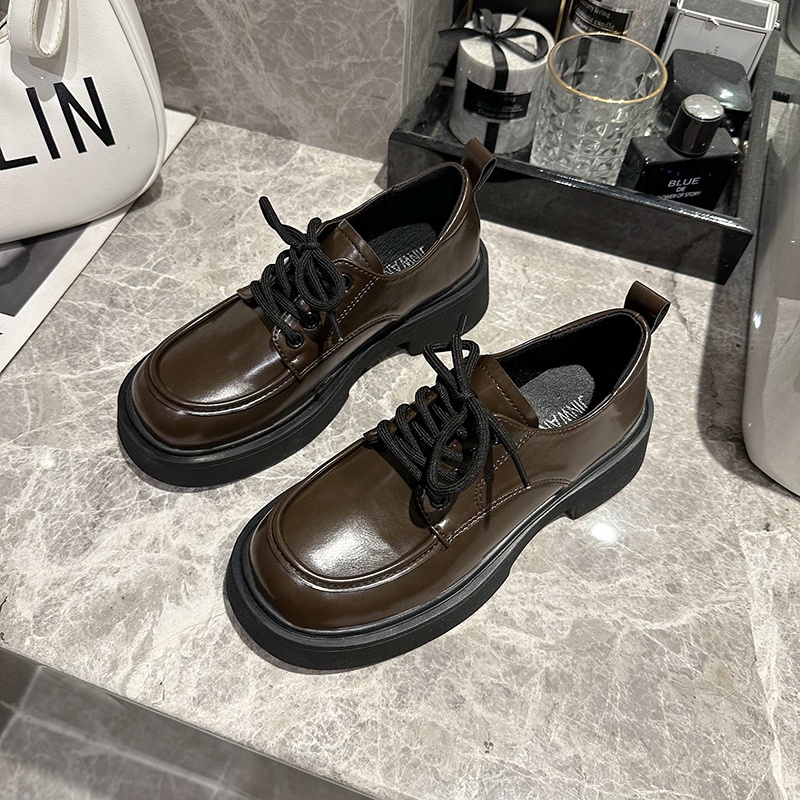 Giày Da Buộc Dây Đế Dày Chống Trượt Phong Cách Anh Quốc Cho Nữ