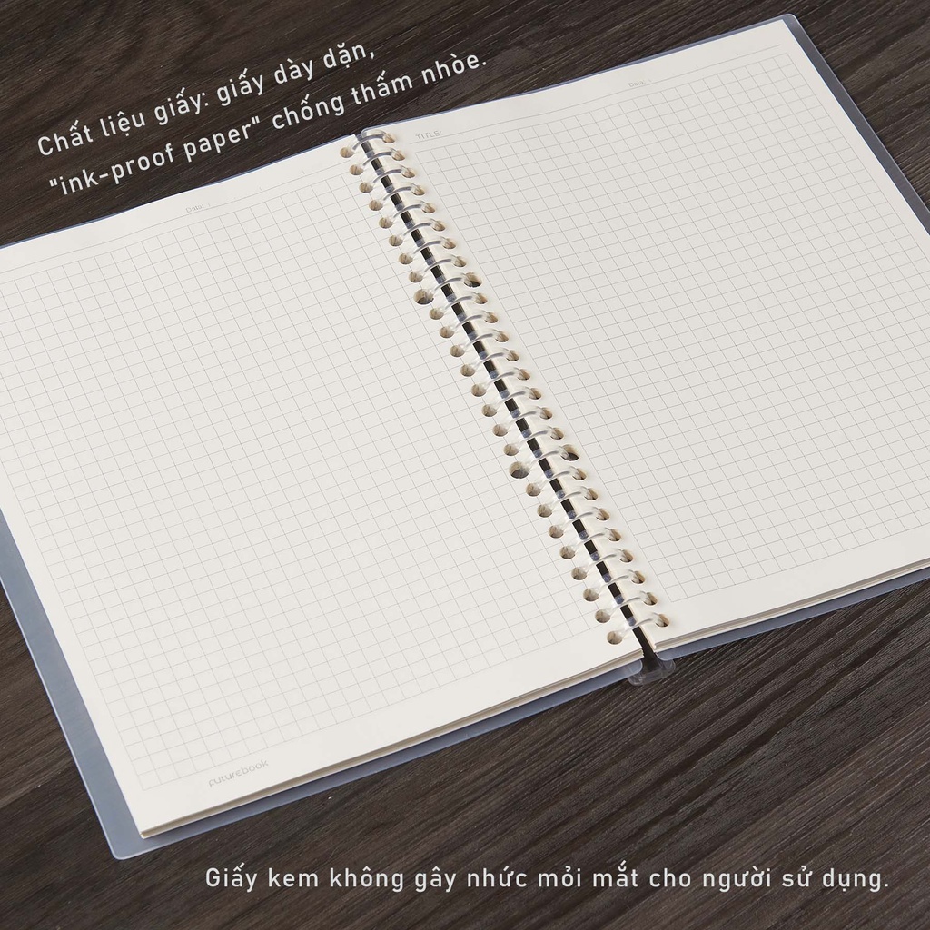 Sổ Còng Nhựa Happiness B5- Dòng kẻ Caro- 120 Trang. MSP B890. Phong cách Nhật Bản. VPP FUTUREBOOK. Giao mẫu ngẫu nhiên.
