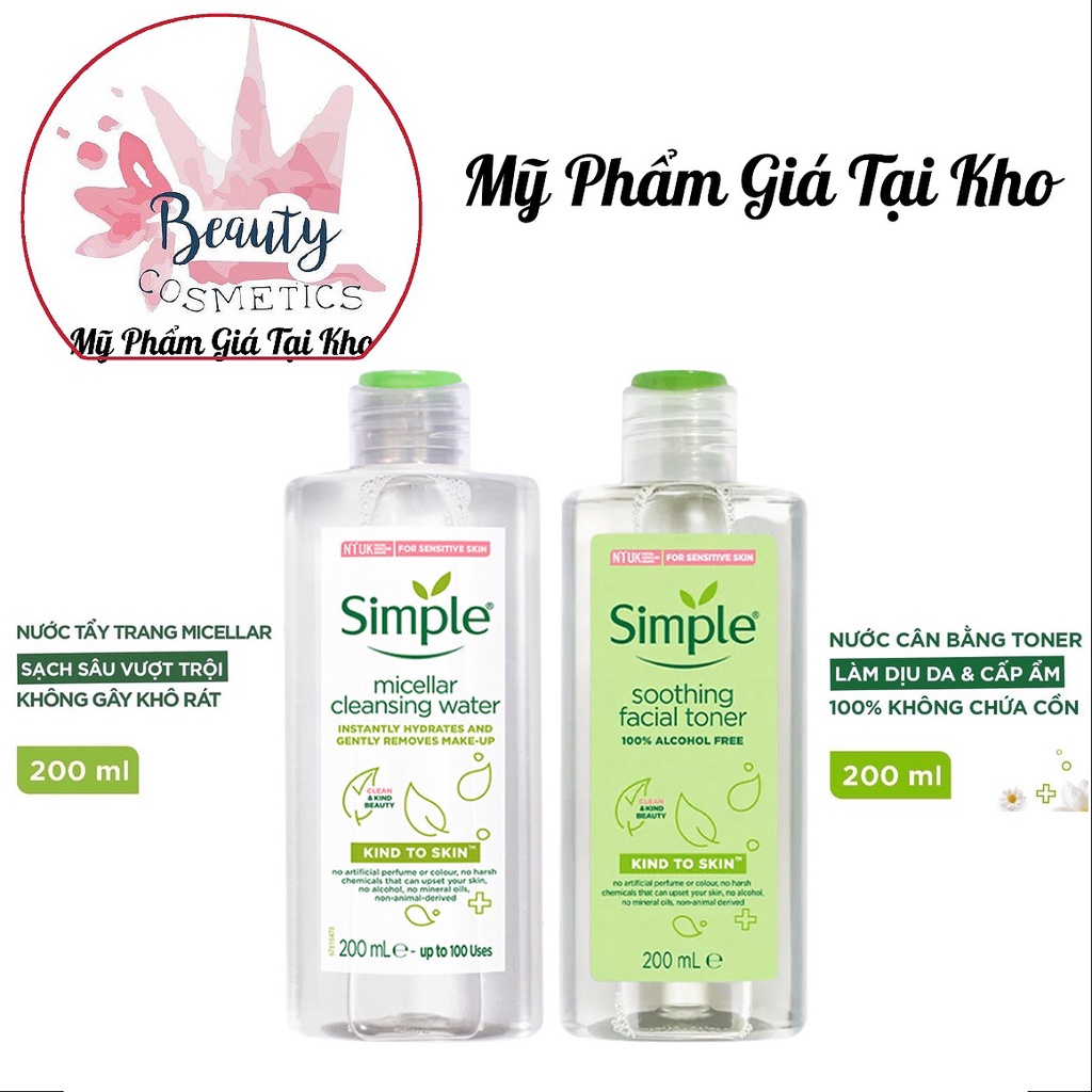 Sữa Rửa Mặt Tẩy Trang Nước hoa hồng Simple Kind To Skin Refreshing Facial