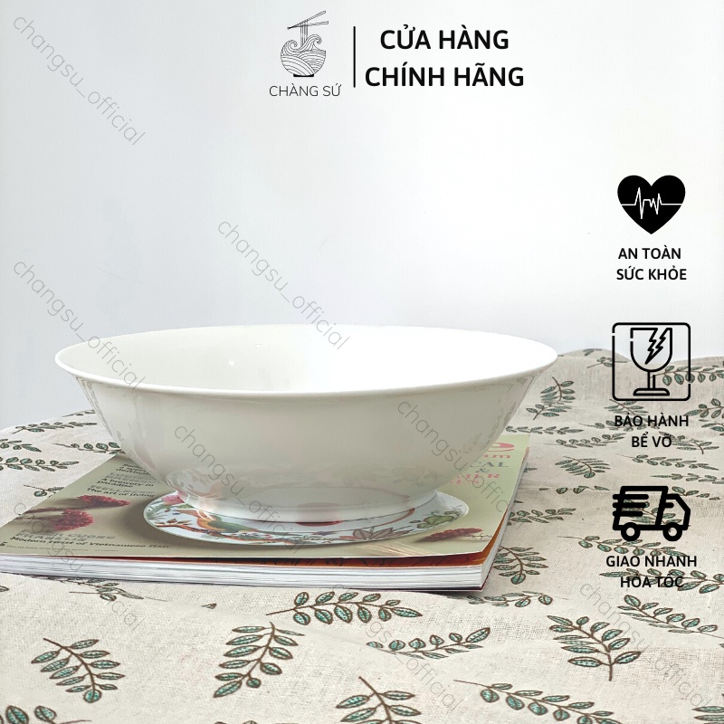Bát tô loe to trắng trơn sứ Minh Châu - Tô canh chiết yêu cỡ đại dày dặn - Vỡ 1 đổi 1