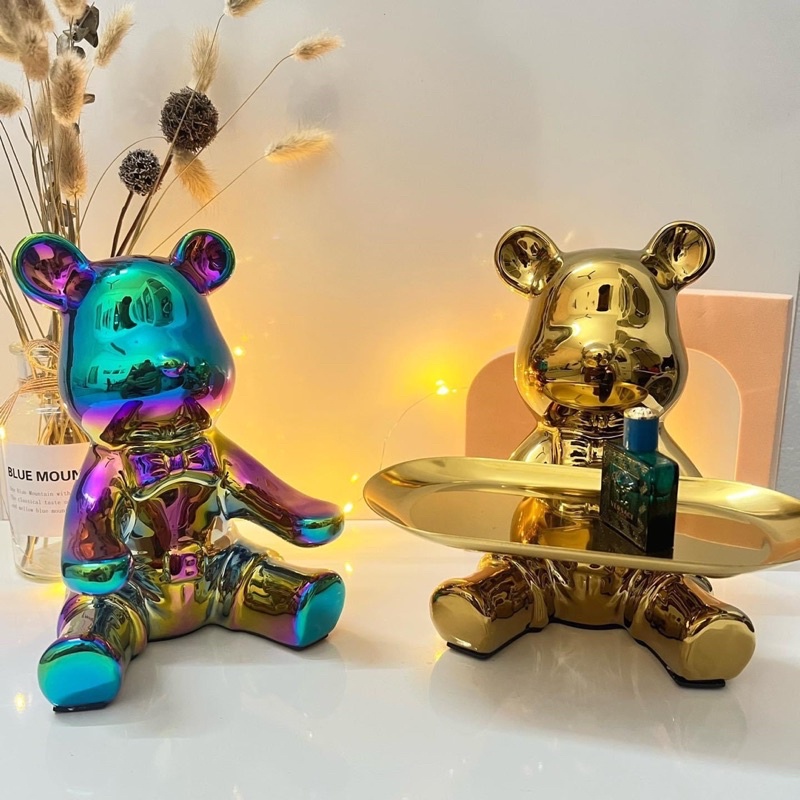 Tượng Mô Hình Gấu Bưng Khay Phục Vụ