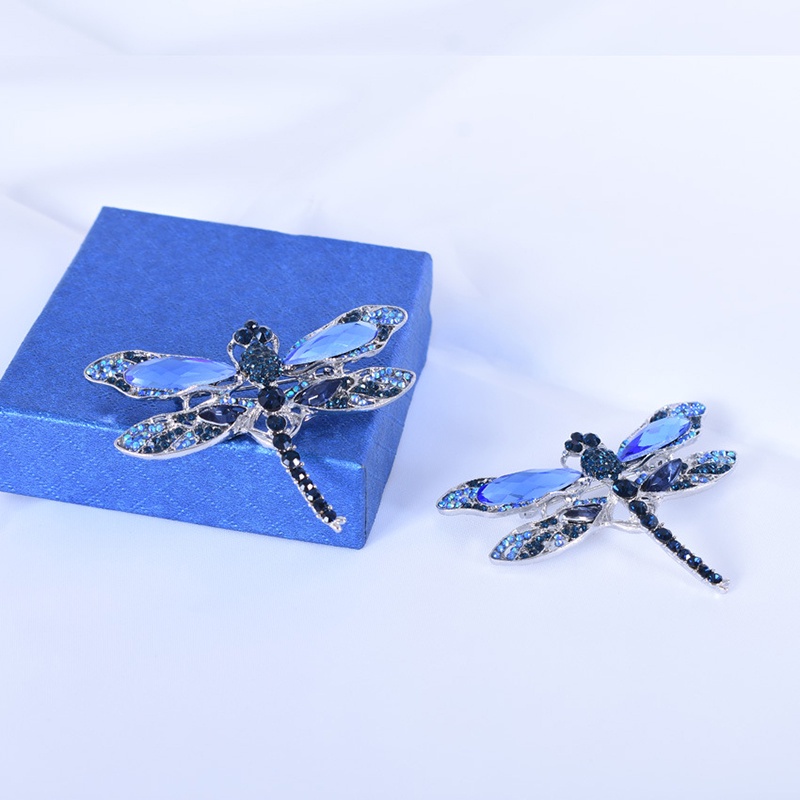 Ghim Cài Áo Hình Chuồn Chuồn Đính Đá Xanh Dương JP5