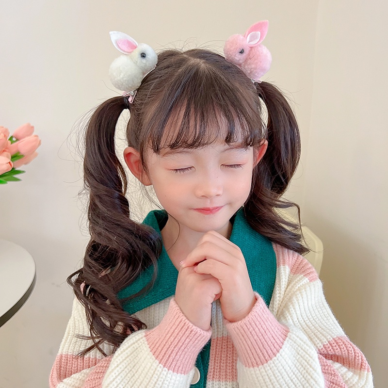 Kẹp Tóc Vải Bông Hình Thỏ Nhỏ Dễ Thương Cho Bé Gái