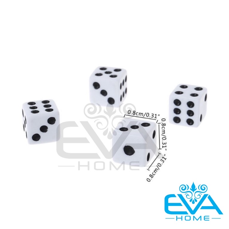 Bộ 5 Viên Xúc Xắc Lắc Xí Ngầu Cạnh Vuông Size 8mm