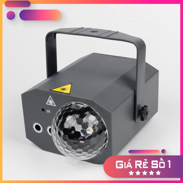 Đèn laser ánh sáng laze cảm biến âm thanh - Kết hợp Đèn LED xoay 7 màu dùng trang trí vũ trường, phòng karaoke
