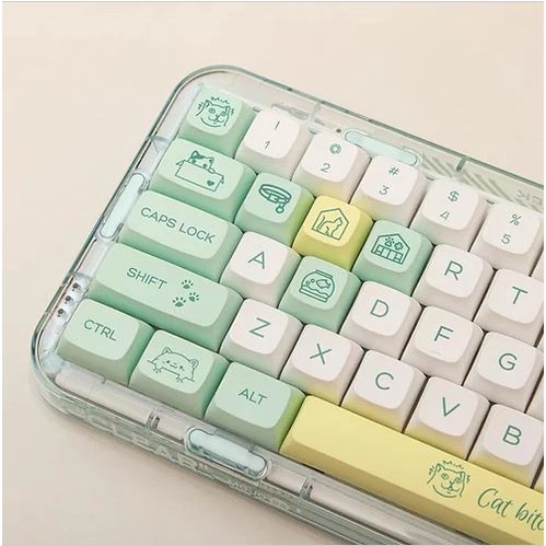 Keycap box cat nút bàn phím cơ 131 nút PBT dyesub XDA keycap