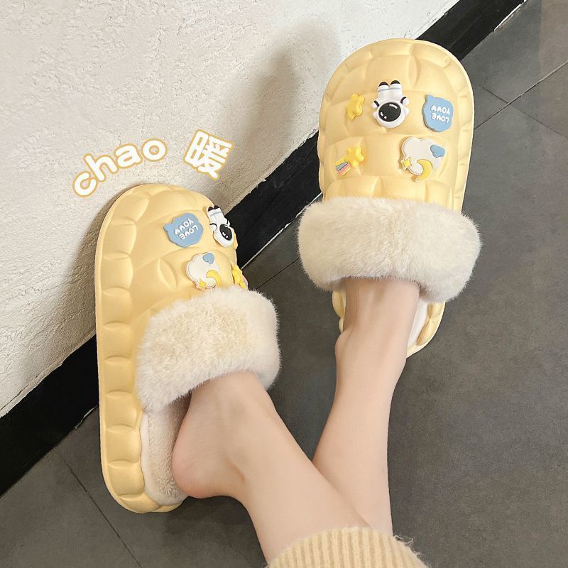 🎀Dép bông chống thấm nước có thể tháo rời giặt Dép Bông Đi Trong Nhà Thiết Kế Đơn Giản Thời Trang Mùa Đông Cho Cặp Đôi