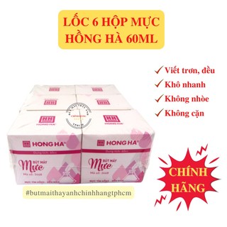 Lốc 6 hộp mực bơm Hồng Hà 60ml không lem không cặn
