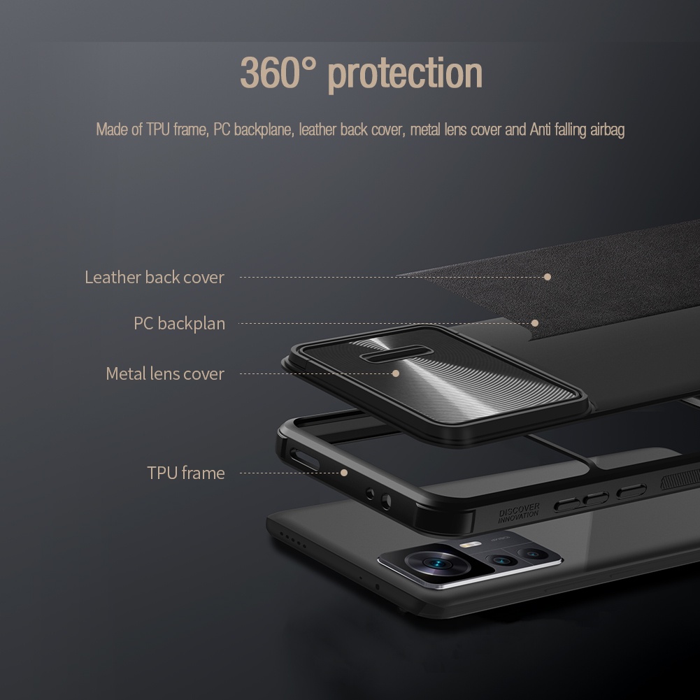 Ốp lưng Xiaomi 12T NILLKIN CamShield Da Trượt Bảo vệ máy ảnh TPU + PC Ốp lưng cho Xiaomi Mi 12T Pro Redmi K50 Ultra