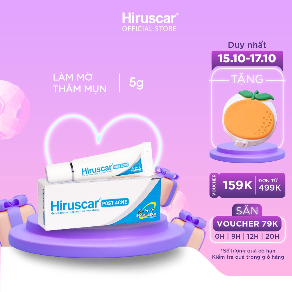 Gel làm mờ sẹo mụn và thâm mụn Hiruscar Post Acne 5g