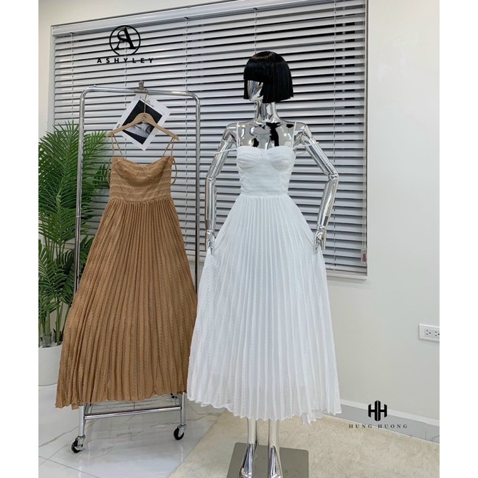 Đầm 2 dây dập ly hoa nổi