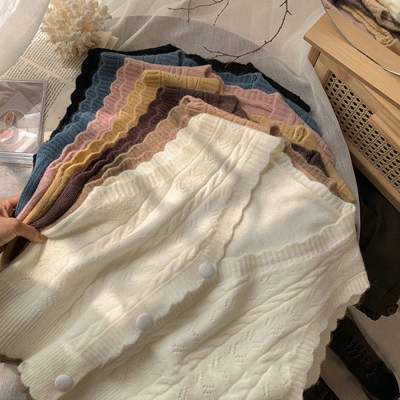 Áo ghi lê nữ Áo Khoác Len Cardigan Sát Nách Thời Trang Thu Đông Phong Cách Retro Phương Tây Cho Nữ