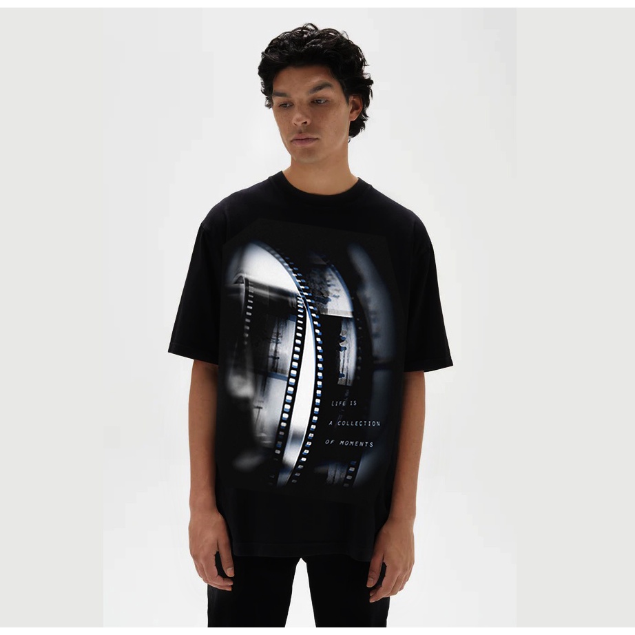 Áo Thun Yosi.club Oversize Unisex 100% Cotton Films Trip - Black