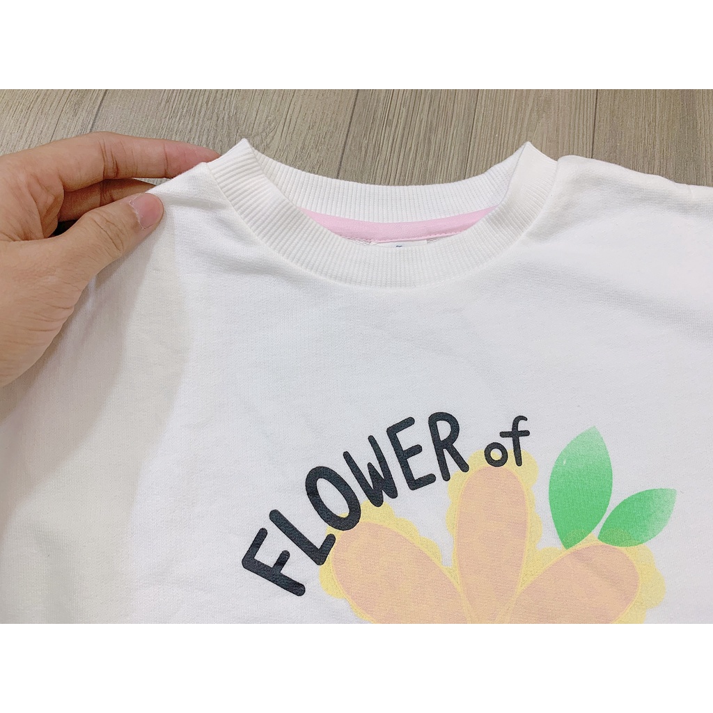 Bộ nỉ da cá áo hoa quần váy hồng Jeli bé gái BJE007