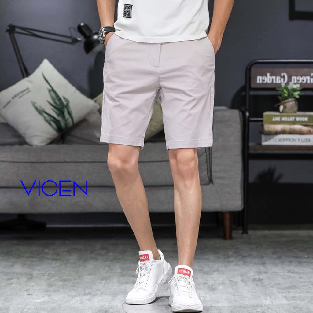 Quần Short Kaki Nam Vicenzo Vải Kaki Cotton Mềm Mịn Sau Khi Giặt, Quần Đùi Kaki Nam Cao Cấp Đứng Phom Khuy Cúc Nhiều Màu