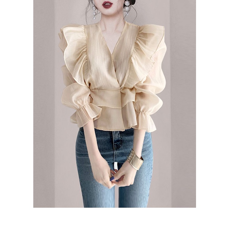 Áo Sơ Mi Chiffon Tay Lửng Thời Trang Mùa Hè Hàn Quốc WD2E