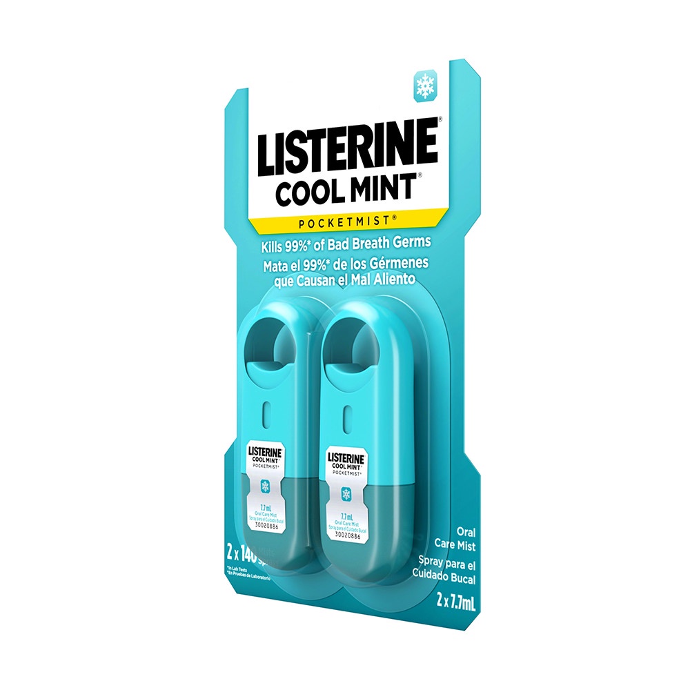 Xịt thơm miệng Listerine Cool Mint Pocketmist Set x2 chai 7.7ml
