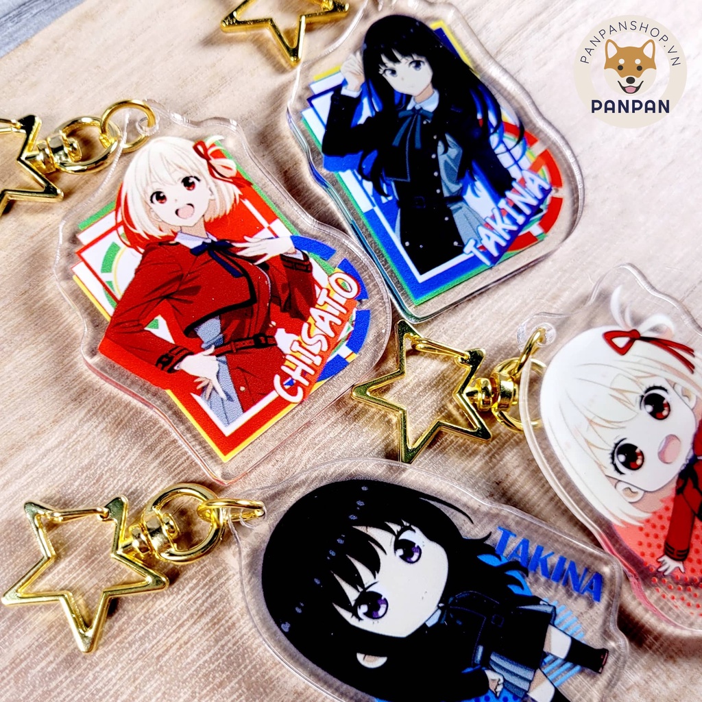 Móc khóa anime Lycoris Recoil (6cm) Takina Inoue, Chisato Nishikigi