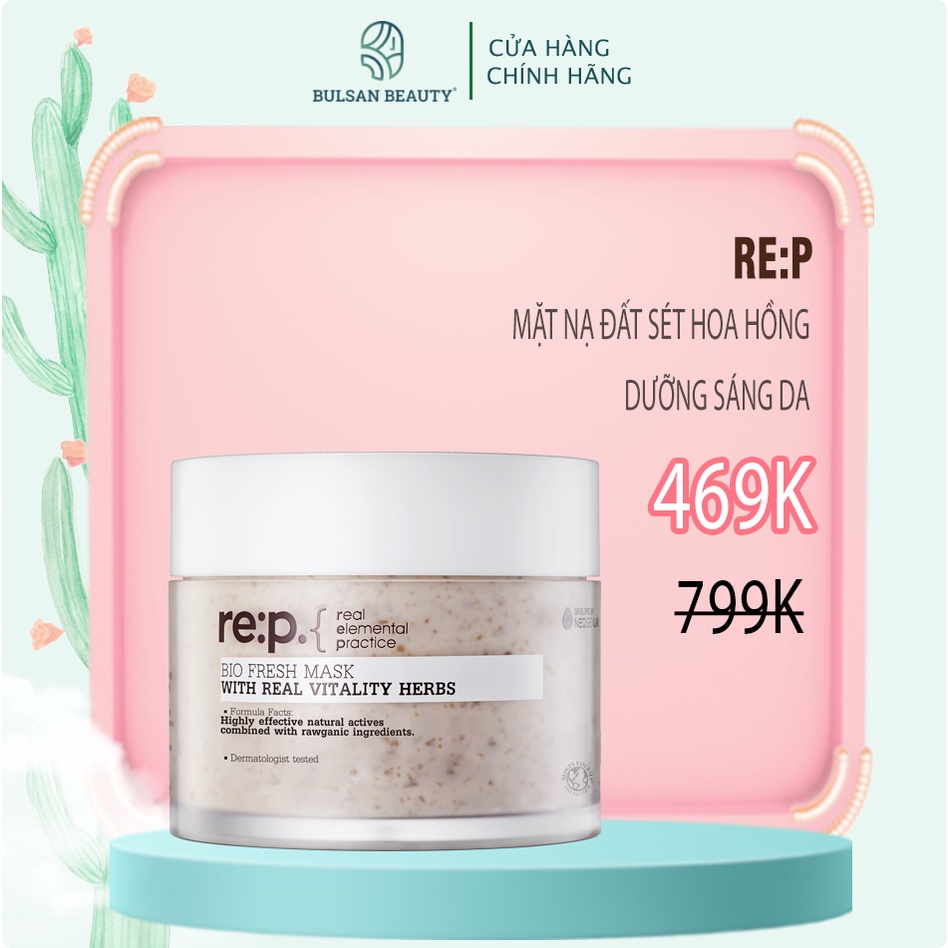 Mặt Nạ Đất Sét Hoa Hồng Dưỡng Trắng Da RE:P Bio Fresh Mask With Real Vitality Herbs 130g Bulsan Beauty