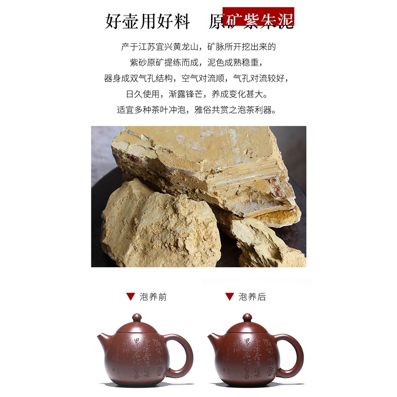 Ấm Tử Sa Nghi Hưng Long Đán 200 ml (Tử Chu Nê, Lọc Tổ Ong)