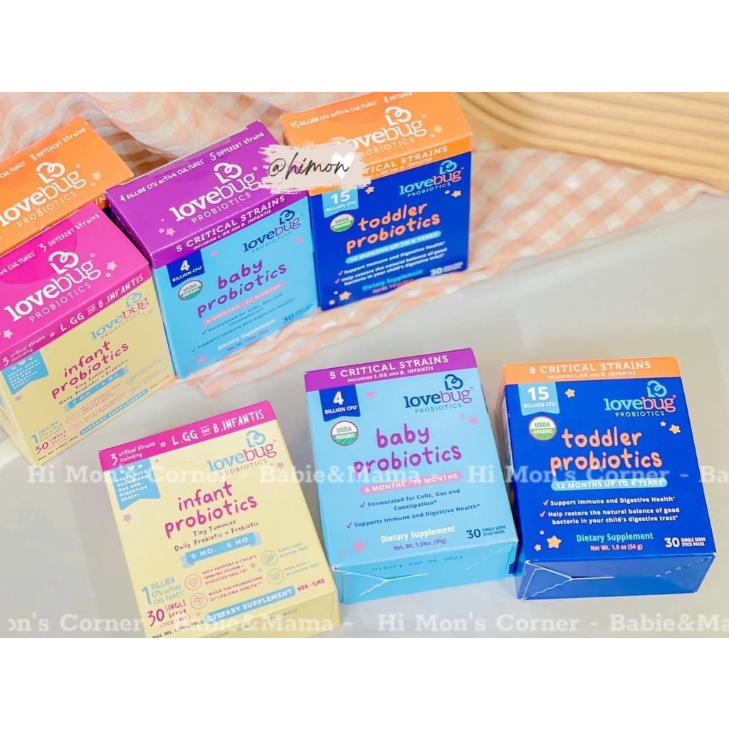 Men Vi Sinh Cao Cấp LoveBug Mỹ hộp 30 gói cho bé 0m+ [ Hàng Air ]