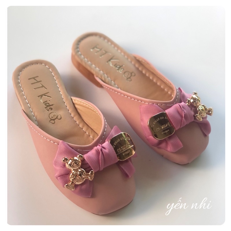 Giày sục xinh màu hồng da PU mềm phong cách Hàn cho bé gái