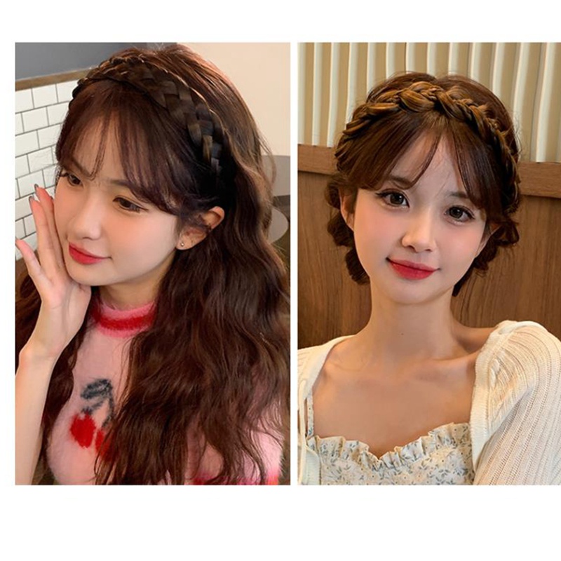 Băng Đô Bện Tóc Giả Kiểu Xương Cá Phong Cách INS Mùa Đông Cho Nữ