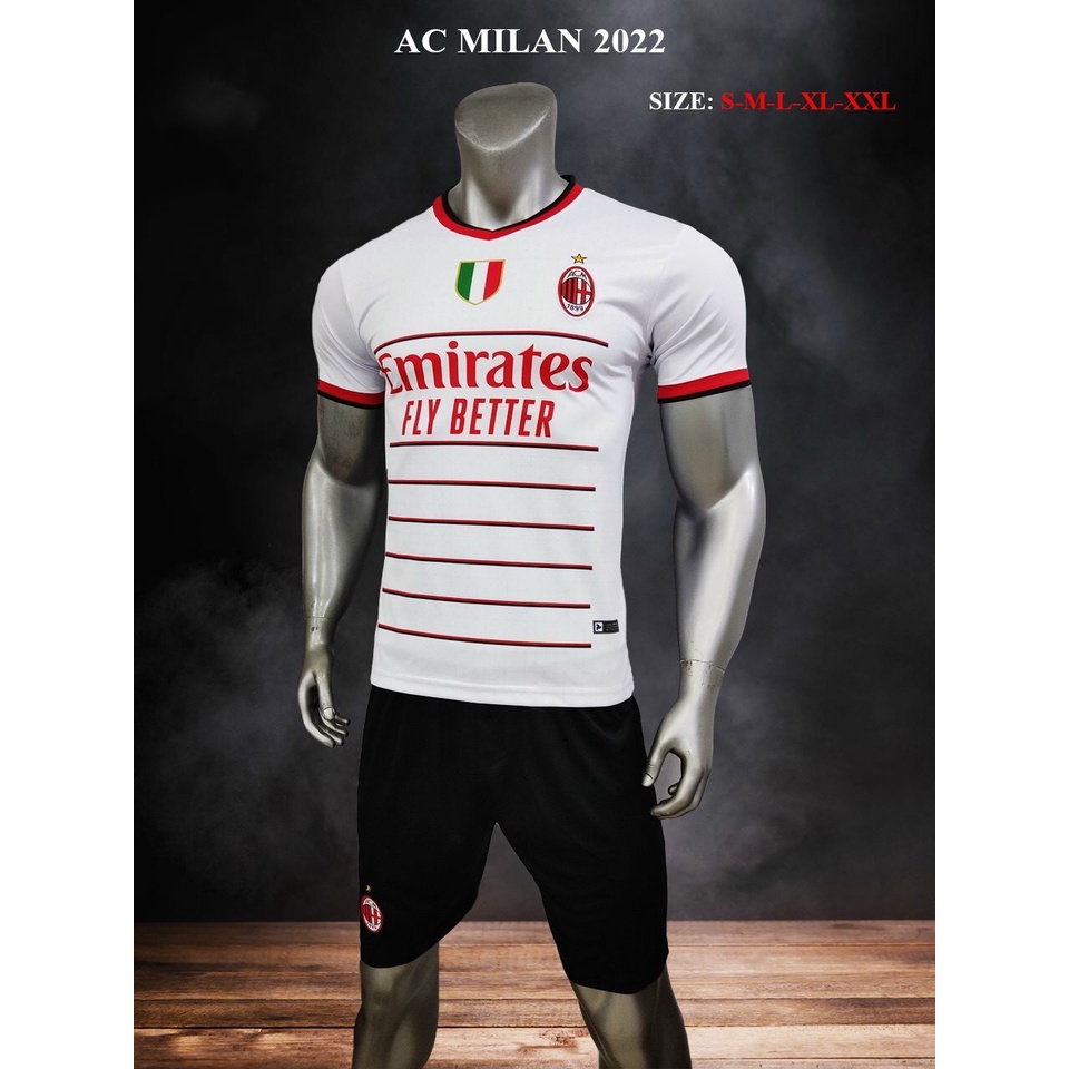 Quần Áo Bóng Đá Ac Milan Logo Thêu , Bộ Quần Áo Đá Banh AC Milan Đủ Mẫu Mới Nhất A11