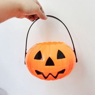(về màu cam) giỏ bí ngô đựng kẹo halloween