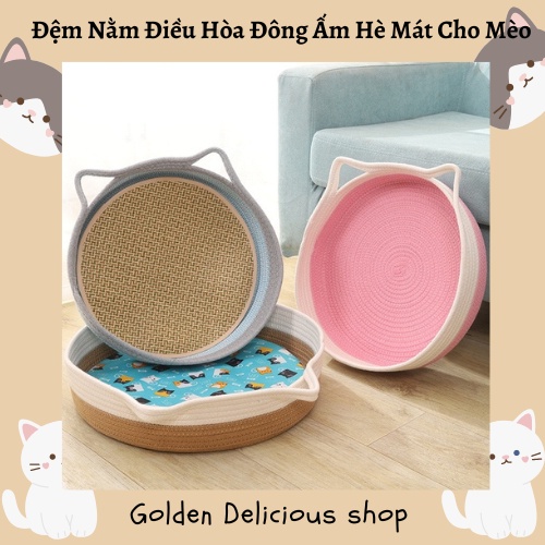 Đệm Nằm - Ổ Giường Nằm Điều Hòa Cho Mèo Cưng - Đông Ấm Hè Mát - 04 Mùa Mèo Cưng Đều Thoải Mái Ngủ Ngon Giấc