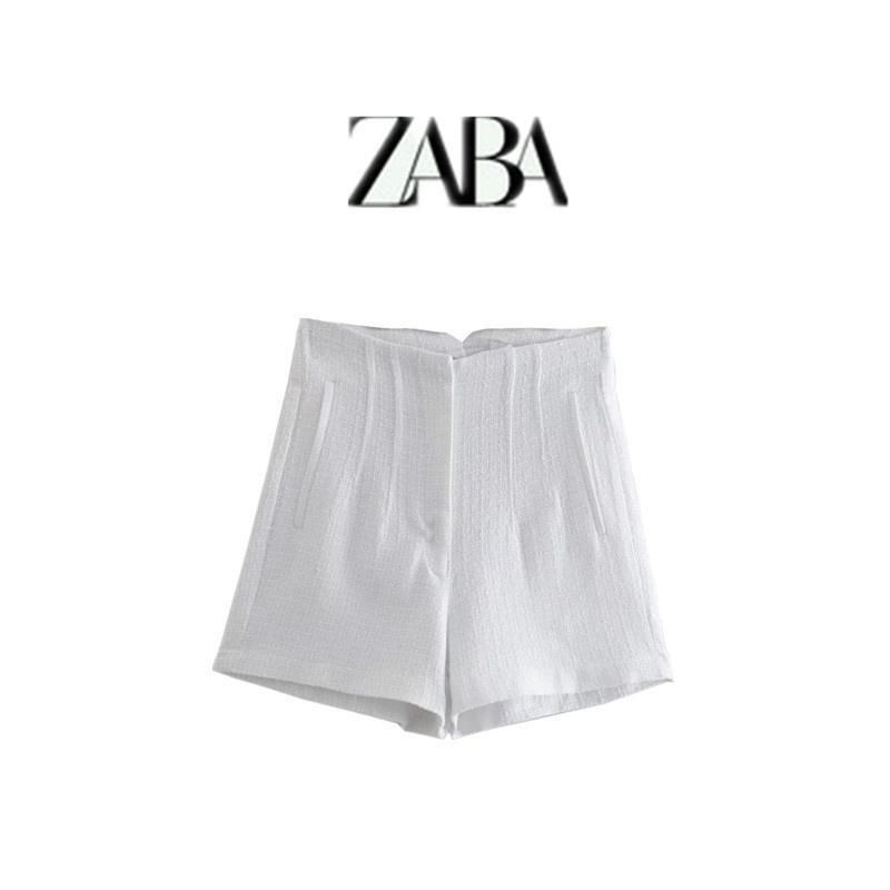 Quần Short Zara Lưng Cao Màu Trắng Phong Cách Âu Mỹ