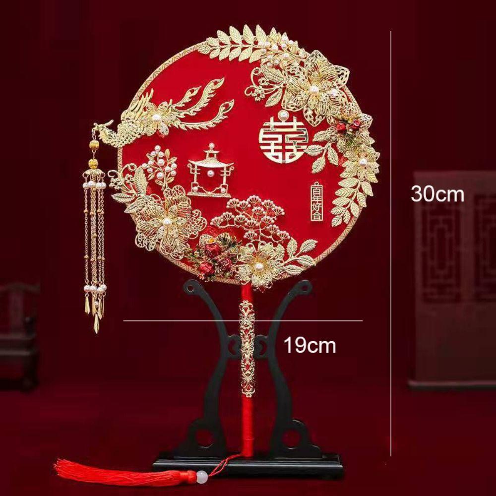 Aaron1 Quạt Cầm Tay Cổ Điển Trung Hoa Có Mặt Dây Tua Rua Trang Trí Phong Cách Cổ Điển