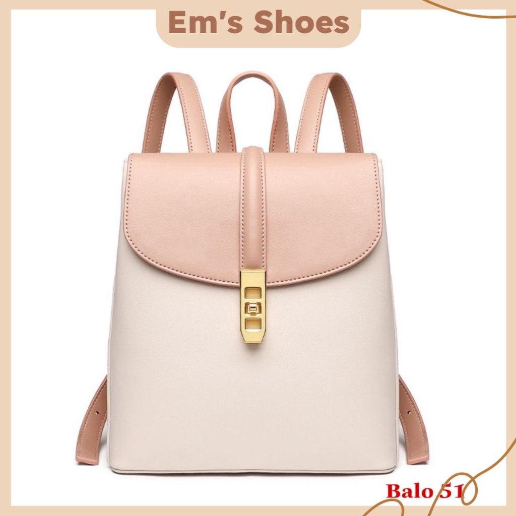 Balo nữ chất da mềm phối màu cao cấp Balo51 - Em’s Shoes