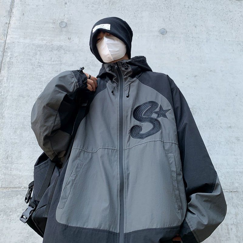Áo Khoác Nam Chống Nước Có Nón Trùm Đầu Phong Cách Hip Hop Mỹ Mới