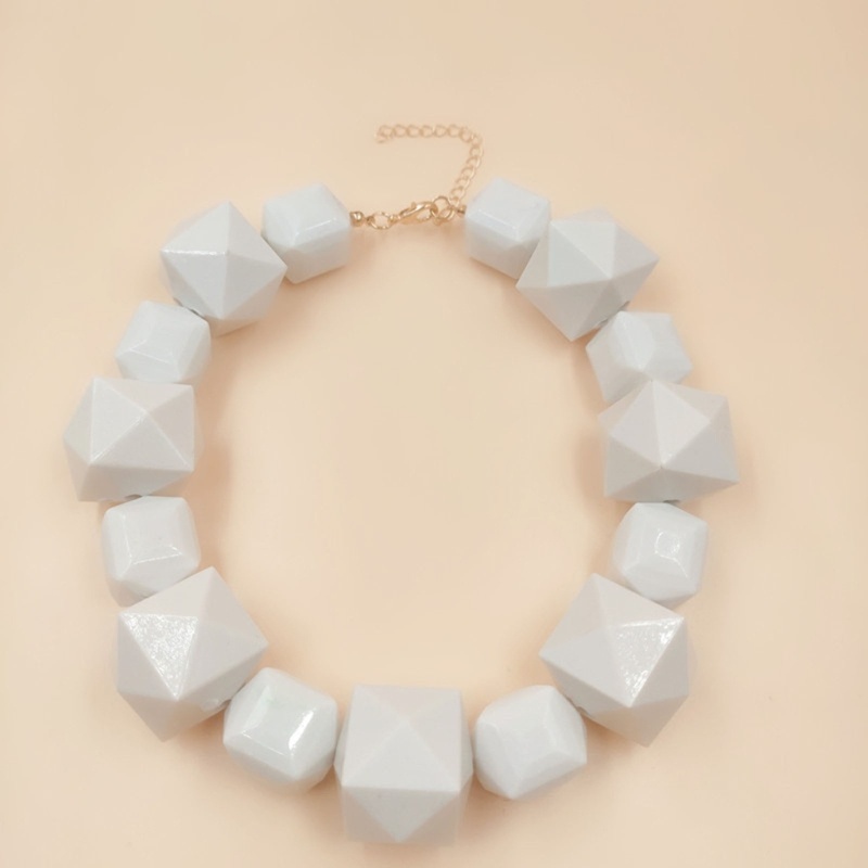 Flgo Vòng cổ Acrylic Dạng Chuỗi Hạt Hình Học Ngắn Dày Không Đối Xứng Màu Sắc Phong Cách Âu Mỹ