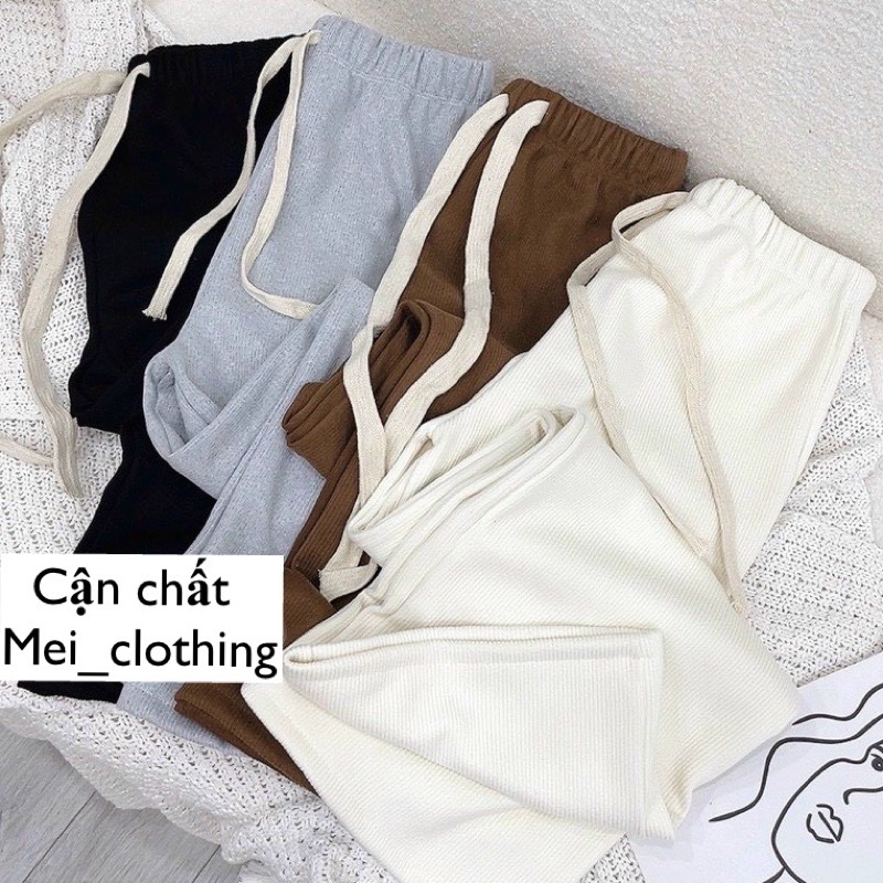 Quần Nhung Tăm Ống Suông Rút Dây Dày Dặn