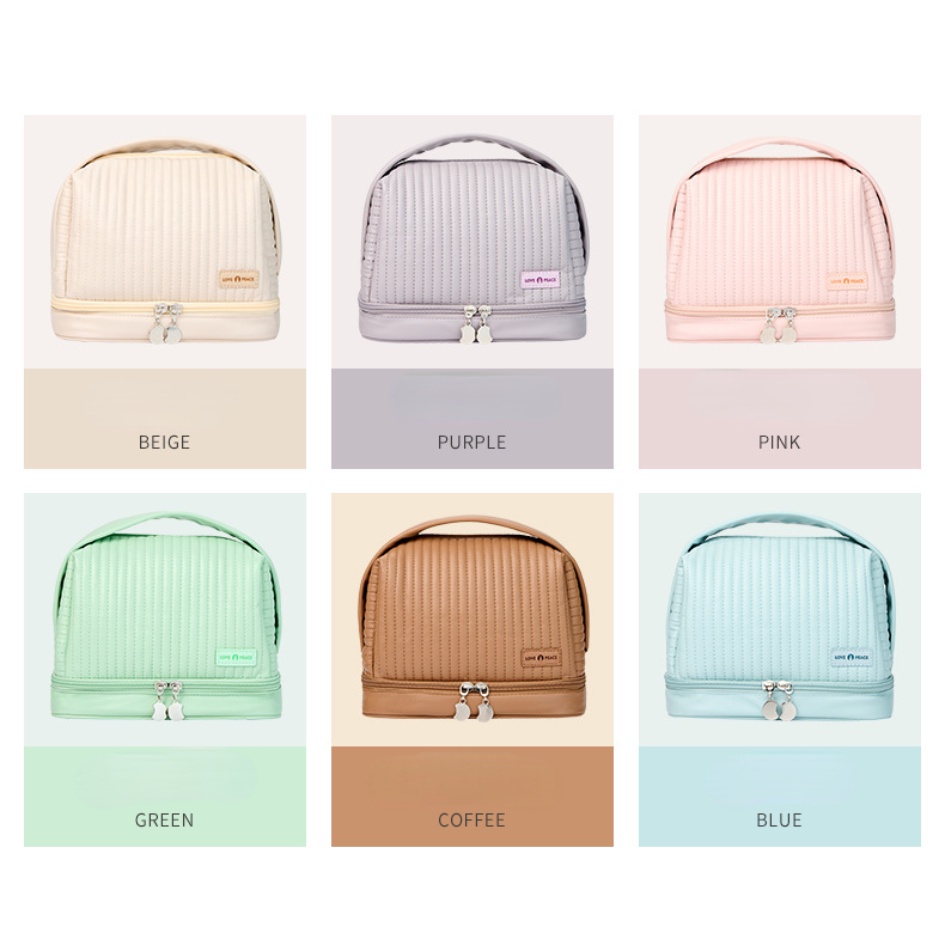 Pu Túi Đựng Đồ Trang Điểm Chia Ngăn Khô Ướt Chống Thấm Nước Tiện Dụng