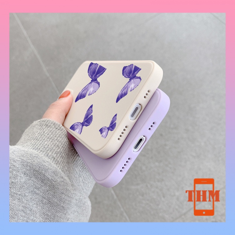 Ốp Điện Thoại Cạnh Vuông Họa Tiết Bướm Tím Cho iphone 6/6plus/6s/6splus/7/7plus/8/8plus/x/xr/xs/11/12/13/pro/max/plus/promax-3069