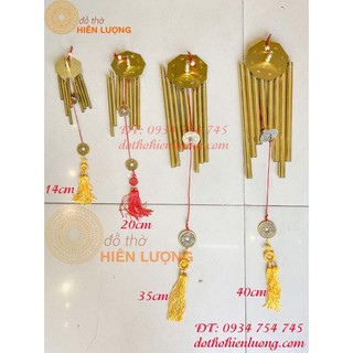 Chuông gió 8 ống phong thủy bằng đồng bát quái 4 cỡ