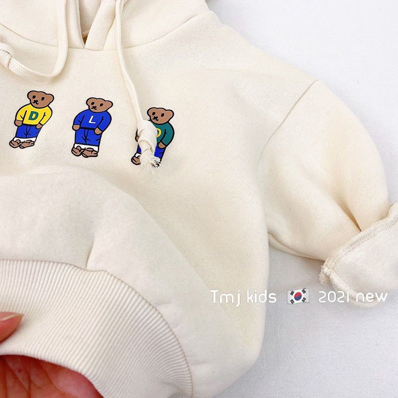 MNGRL Áo Hoodie Thun Dài Tay In Hoạt Hình Thời Trang Hàn Quốc Cho Trẻ Em