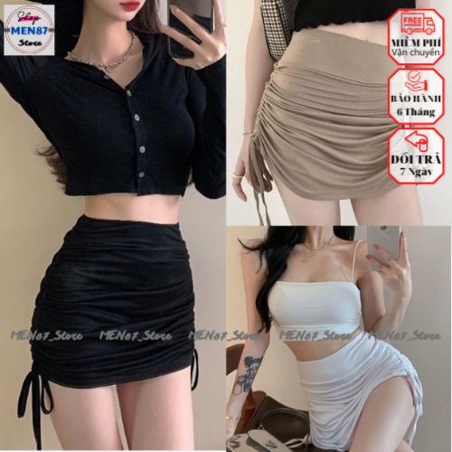 Chân Váy  Dây Rút ,  Chân váy rút dây 2 bên  chất đẹp chuẩn lưng cao ôm body nhún hông tôn dáng - Men87_store